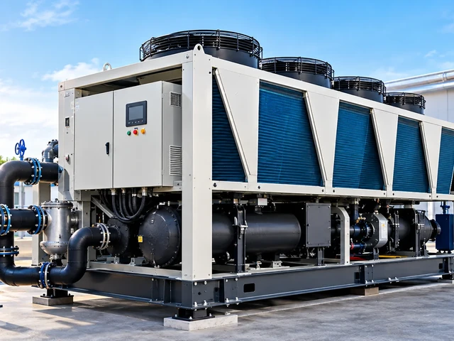 Industrial water-cooled screw chiller plant in Indian manufacturing facility